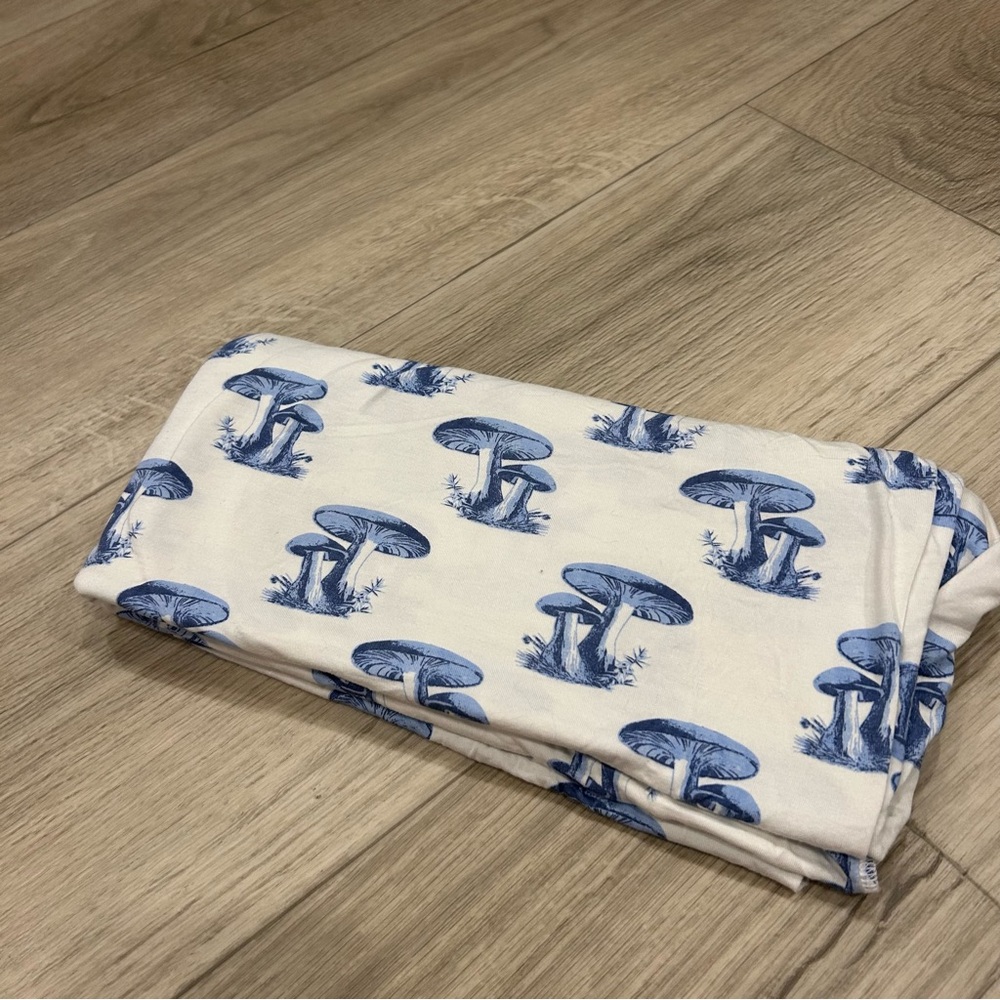 Kate Quinn Blue Mushroom Baby Blanket